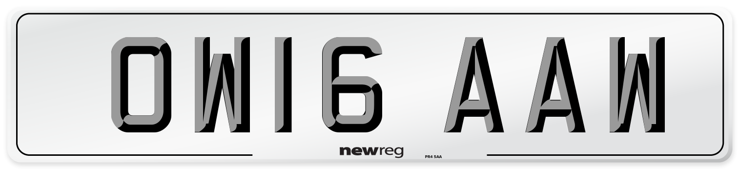 OW16 AAW Number Plate from New Reg